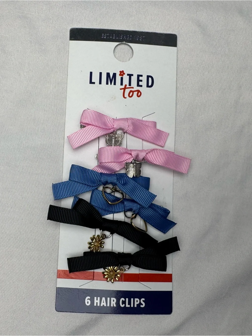 🎀 Limited Too Girls Hair Clips Set of 6 Butterfly Flower Bow Barrettes NWT